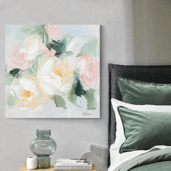 Oljemålning 100x100 cm Pastellblommor