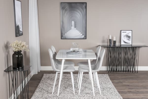 Spisebord og stole sæt Polar 120 cm hvid