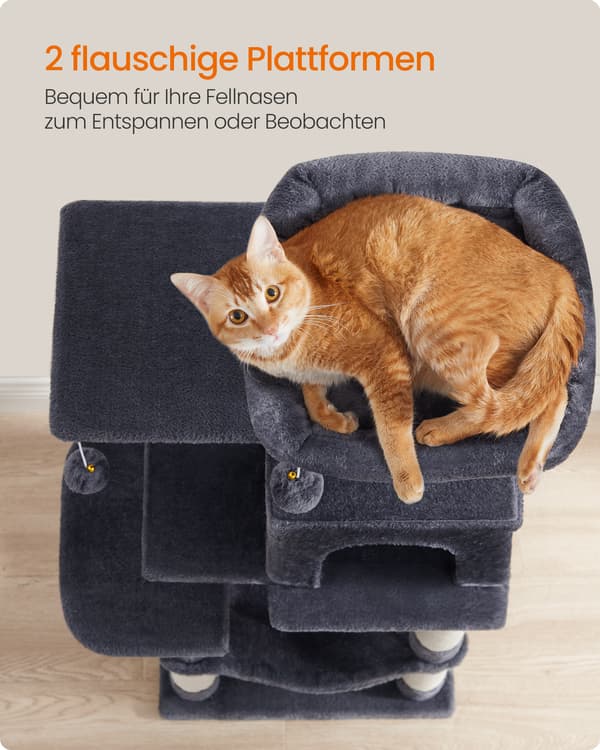 Kattträd 45x35x112 cm Grå Plysch