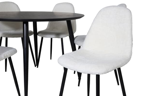 Spisebord og spisestole sæt 115 cm sort hvid