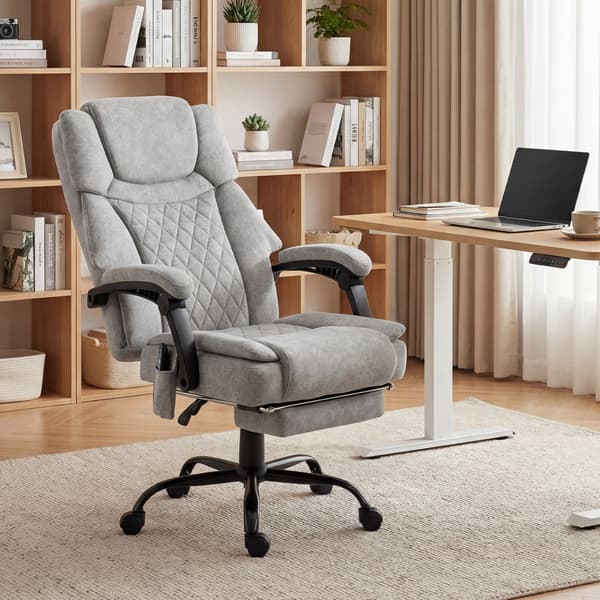 Kontorstol med høj ryg, massagefunktion, 69,5x77,5x118-126 cm, grå