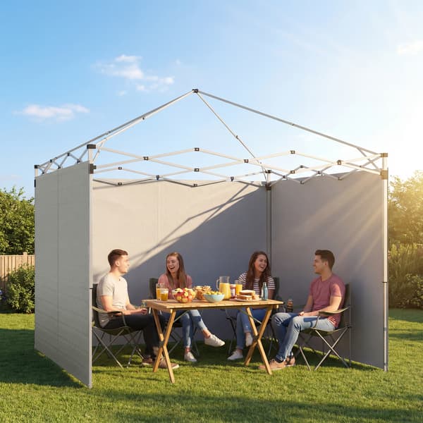 Gazebo sidevægssæt 300x200 cm lys grå polyester