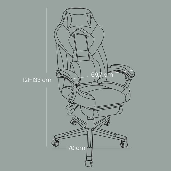 Gamingstol 72,4x69,7x118-128 cm Sort