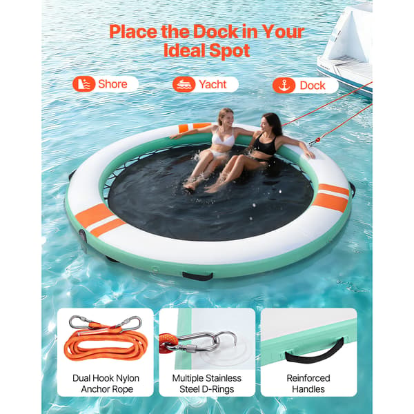 Flydende Dock 366x366x15 cm Hvid Vandplatform