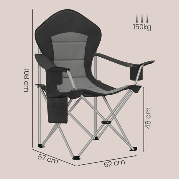 Campingstol 61x93x108 cm Svart