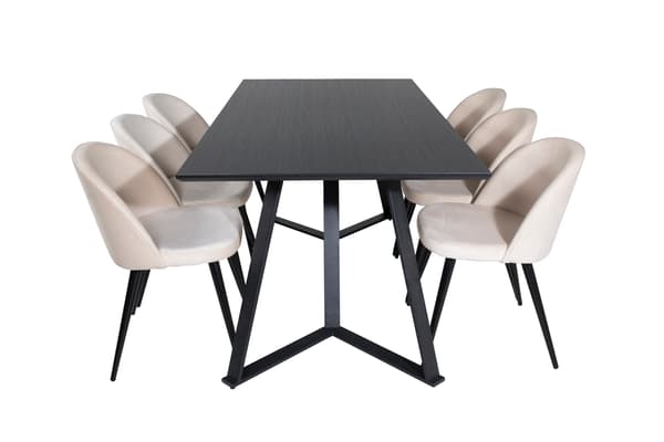 Spisebord og stol sæt Marina sort beige