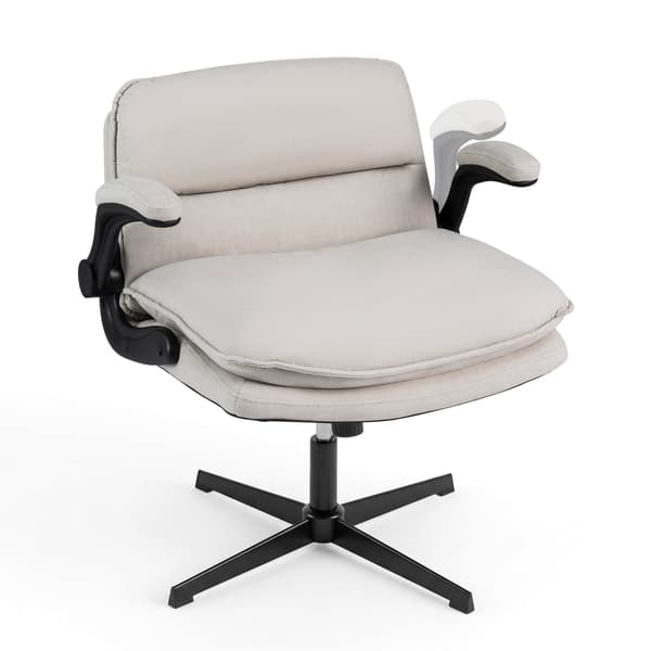 Kontorstol med vipbare armlæn 76,5x68x79-89 cm beige