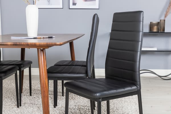 Spisebord og spisebordsstole Polar 180 cm valnød sort