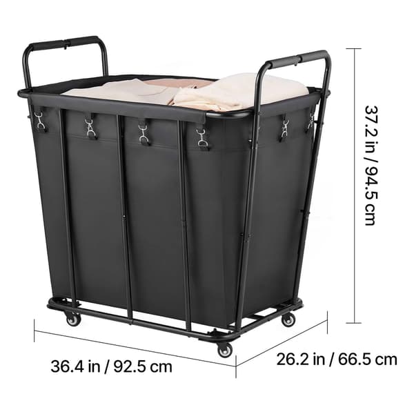 Pyykkikärry, 92.5x66.5x94.5 cm, musta, metalli