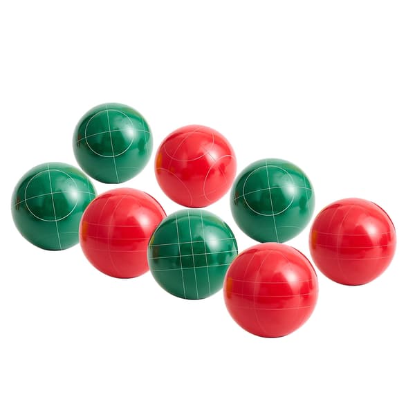 Bocce-pallosetti, 107 mm, punainen ja vihreä, hartsi, ulkopeli