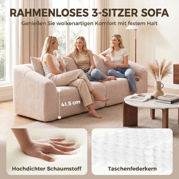 3-sits soffa 225x93x83 cm beige