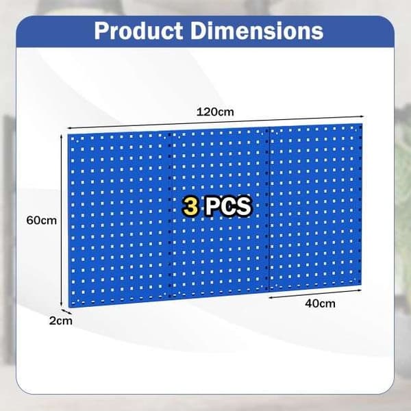 Pegboard Værktøjsorganiseringskit, 120x60x2 cm, Navy , Star