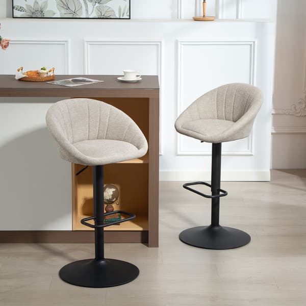 Barstole 2 stk 53,5x46x83-103 cm beige