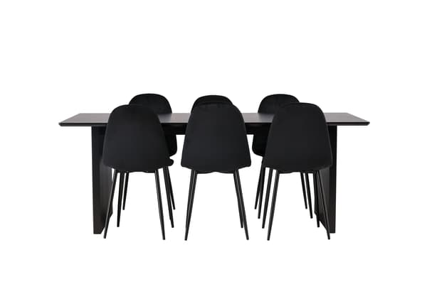 Spisebord og stol sæt Vail 200x100 cm Sort