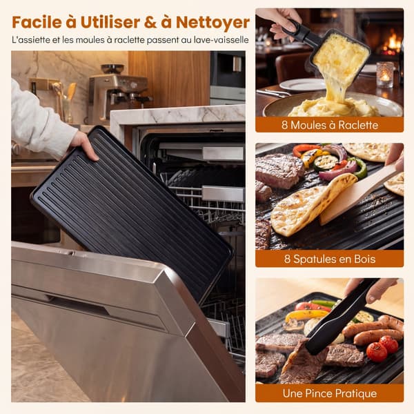 Raclette-grilli 8 pannulla 48x24x12 cm musta