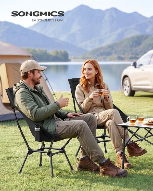 Campingstol 58x56x97 cm Sort Stålramme