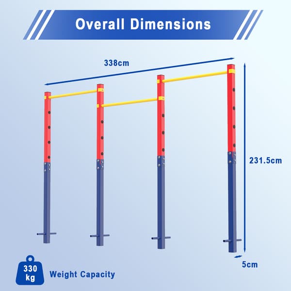 Pull Up Bar til nedgravning 338x5x231,5 cm rød