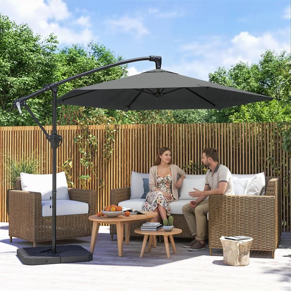 Konsolparasol 302x295x242 cm Mörkgrå metall