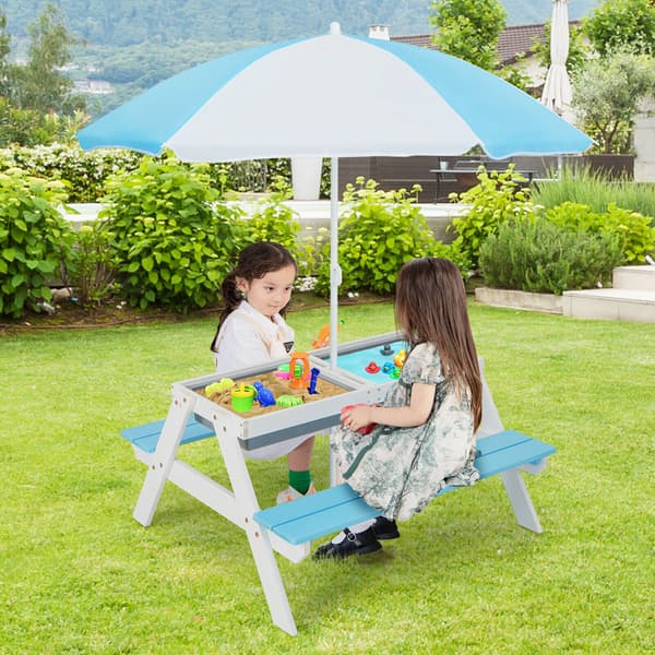 Børne picnic vand-sandbord, 92,7x86,4x49,5 cm, Blå