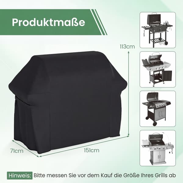 Grillbetræk 151x71x113 cm sort