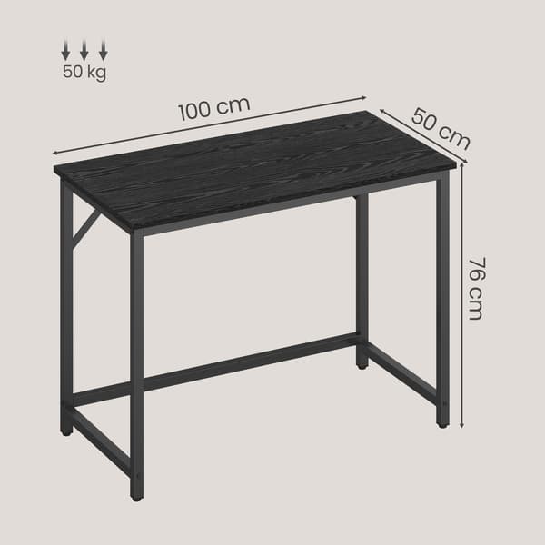 Computerbord 50x100x75 cm Sort Stål