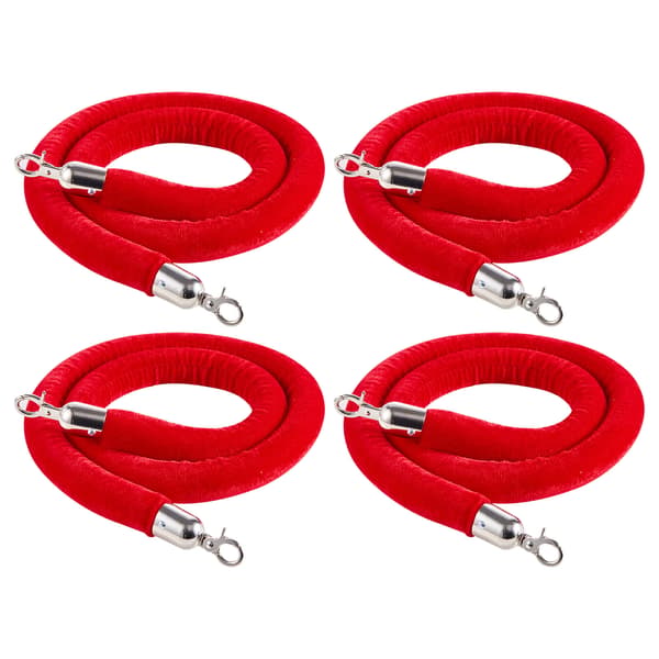 Avspärrningsrep Set, 4 delar, 150 cm, Röd, Sammet