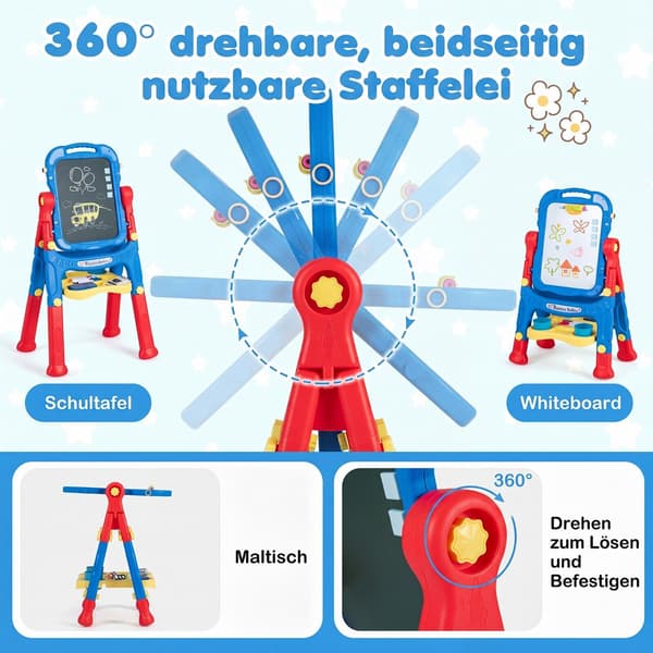 Kunststaffeli til børn, justerbar højde, blå