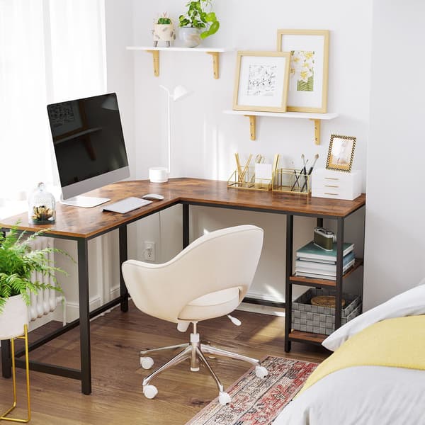 hjørneskrivebord sort, brun