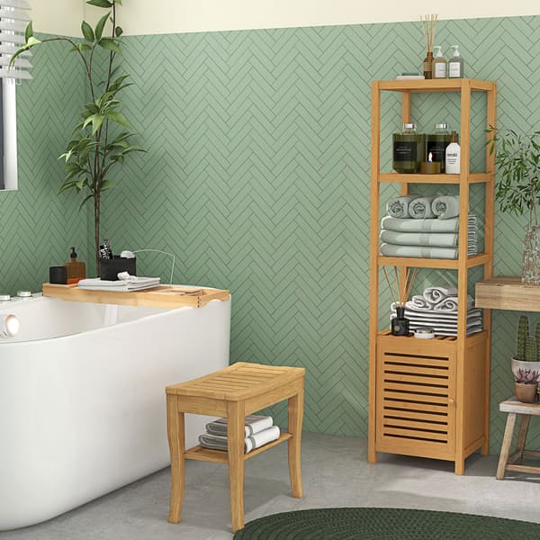 Suihkutuoli 47,5x26x44,5 cm Luonnollinen bambu