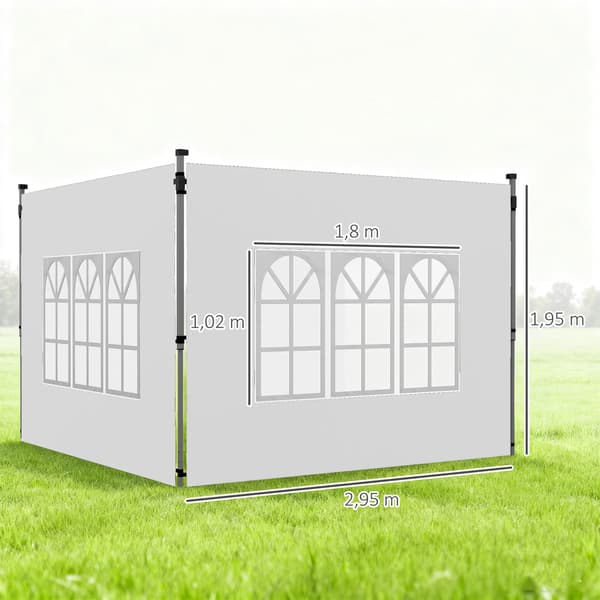Pavillon Sidepanel Sæt, 295x195 cm, Hvid, Vandtæt