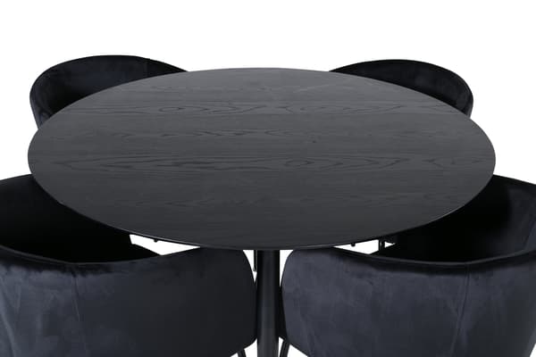 Spisebord og stol sæt 115 cm sort