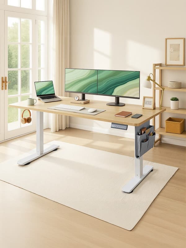 Hev- og senkbart skrivebord 60x120x72-120 cm Gull Eik, elektrisk
