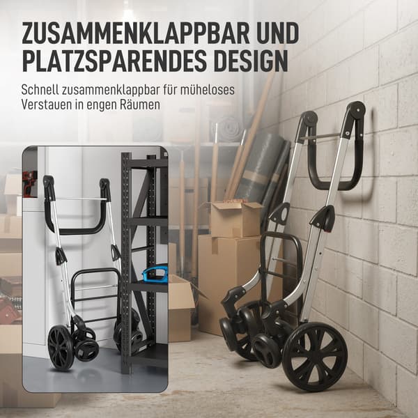 Shoppingvagn, 44x58x100 cm, Grå, Fällbar aluminiumram