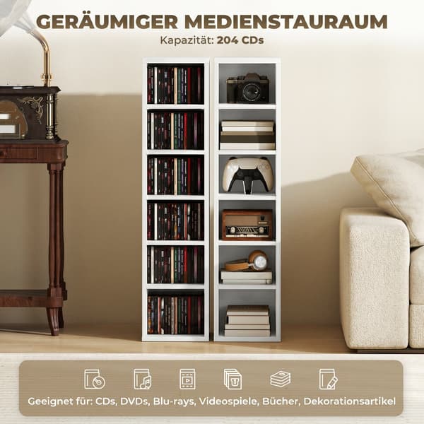 CD-förvaringsställ 2 st 88,5x21x22,5 cm vit