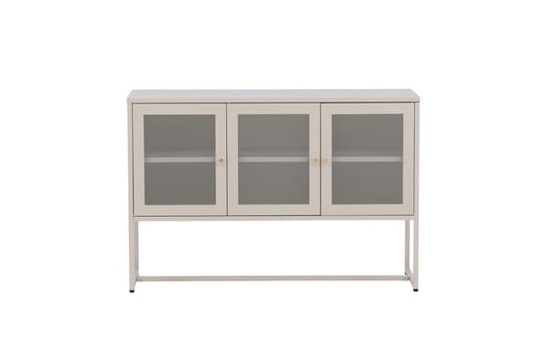 Skab med 2 hylder, stål, beige, opbevaring