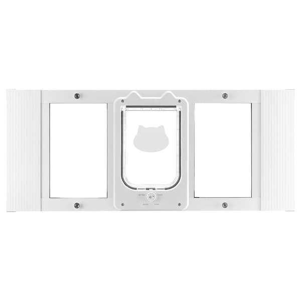 Kattedør til vindue, 91,4x38,8x4 cm, hvid, aluminiumsramme