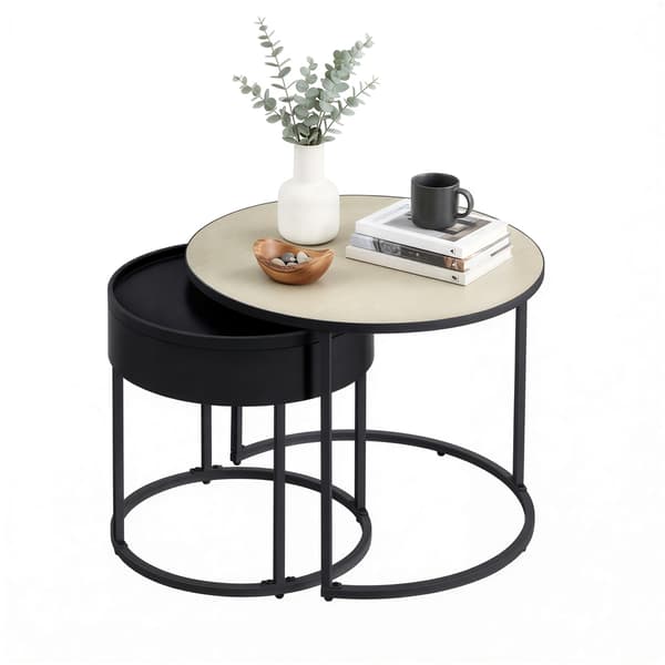 Sofabord Sæt 60x60x45 cm Brun Sort MDF Stål