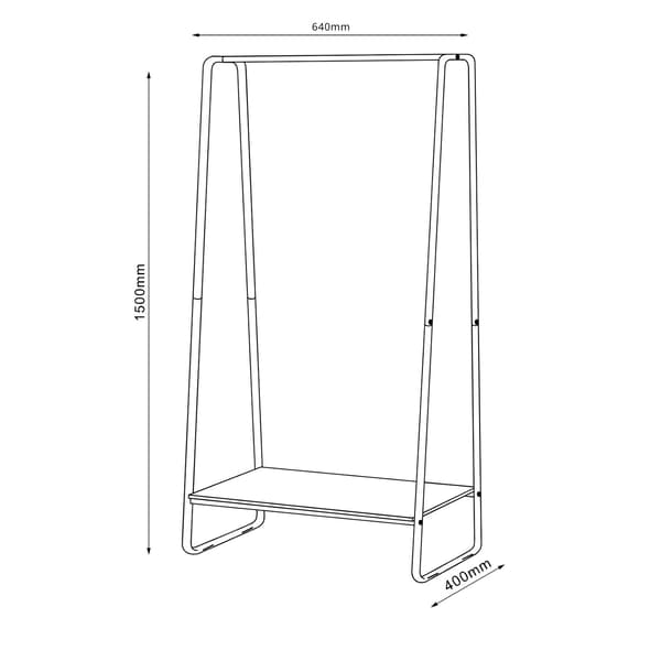 Tøjstativ 60x40x150 cm Sort Ask metal