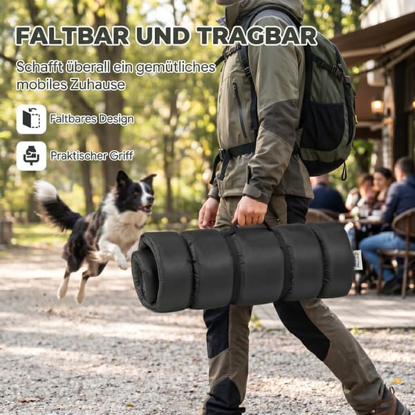 Hundeseng 110x68x6 cm armygrøn/sort