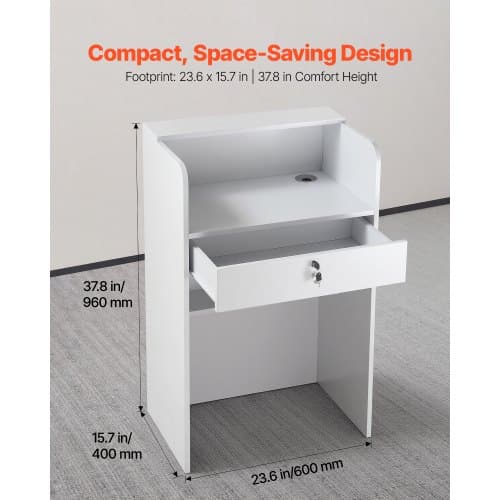 Reception Disk, 60x40x96 cm, Hvid