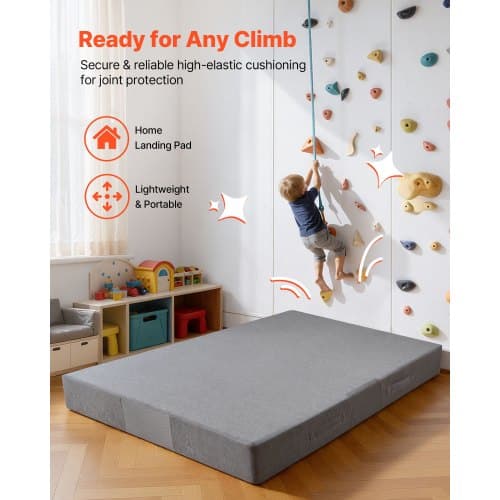 Crash Pad, 180x121x20 cm, Grå, Blødt Skum