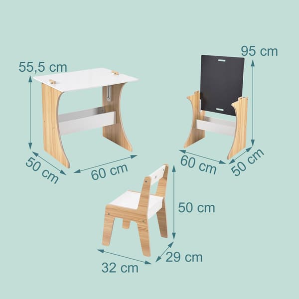 Barnbord och stolsset, 56x60x50 cm, vit, MDF, Kodustaar