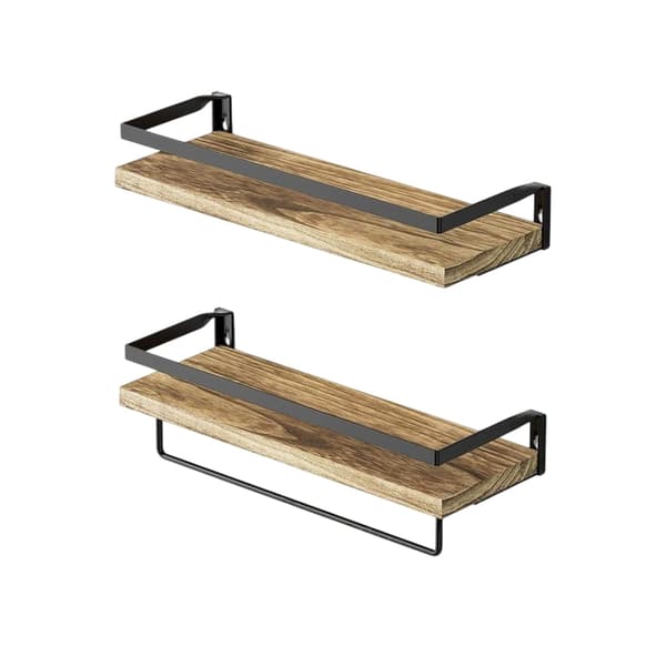 Væghylder 40x15 cm Brun Sort, Træ Jern, Kodustaar