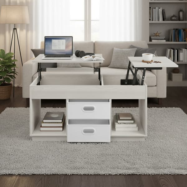 Soffbord Höjdjusterbart 50x100x48 cm Beige Stål