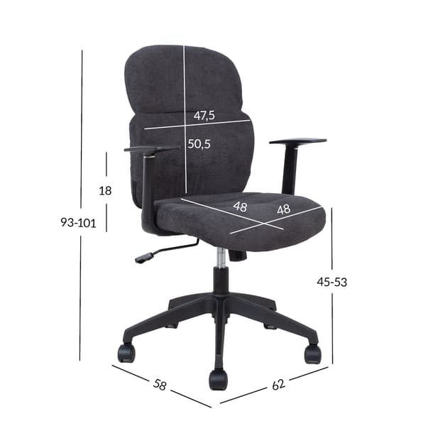 Kontorstol TIMEO 62x58x93-101 cm Sort Stof