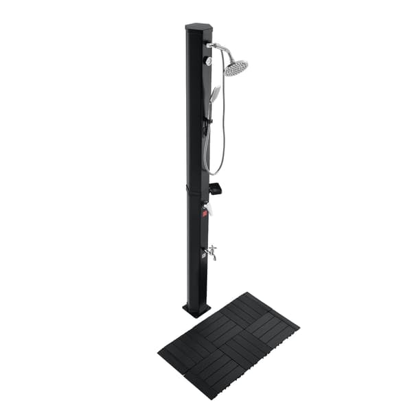 Udendørs bruser, 40L solopvarmet bruser 46,5x25,5x229 cm, sort