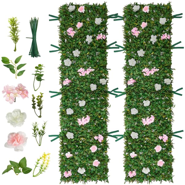 Blomvägg Bakgrund, 61x243,8 cm, Grön, 3D Silkesblomspanel