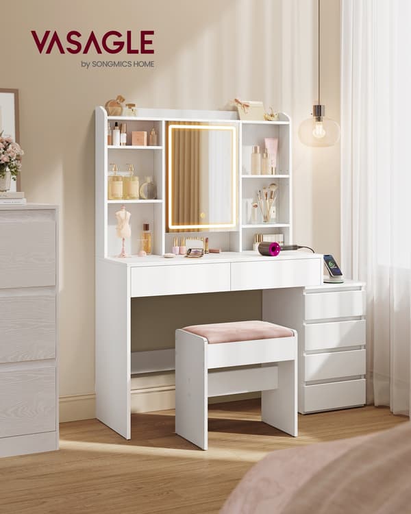 Sminkbord 40x124,7x145 cm Vit trä