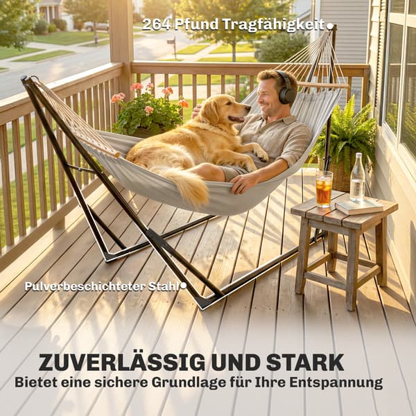Hængekøjestativ Justerbart Foldbart 290x78x100 cm Sort Stål