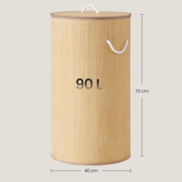 Pyykkikori 40x70 cm Beige Bambu
